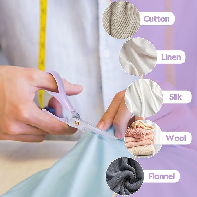 Honagu Professional Scissors - Stainless Steel Precision Blades, Non-Slip Ergonomic Handles for Crafting, Office, Fabric & DIY Projects (Purple)