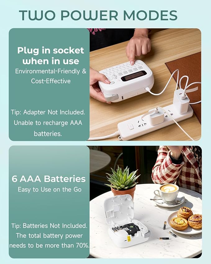 D210s Label Maker Waterproof-Labels, Label Machine with-Tape Laminated 12mm 0.47 White, Portable Labeling Maker with Keyboard & One-Touch-Keys, for Home Kitchen Office School Organization