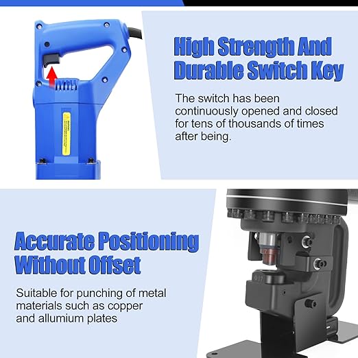 Electric Hydraulic Hole Punch for Metal,1200W Hydraulic Hole Puncher,Angle Steel Hole Punching Machine with Die Φ1/4" 3/8" 1/2" 11/16" 13/16",Hole Punch Tool for Metal Aluminum Copper Iron Steel Plate