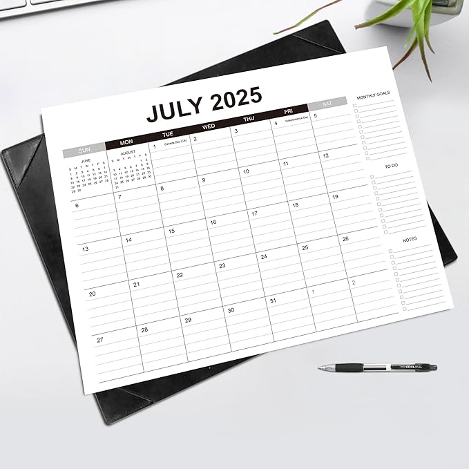 Desk Calendar 2025-2026 with Desk Mat – 22" x 17" Large Desk Pad Calendar Runs From Jul 2025 to Dec 2026, Office Supplies Desktop Calendar with To-Do, Notes & Goals Sections, for Office Planning or Organizing