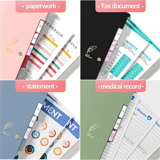 Sooez Aesthetic 8 Pocket Accordion File Organizer, Pastels Expanding File Folder for Important Document with Labels, Portable Receipt Bill Paper Organizer for Office School Supplies, Letter Size Pink