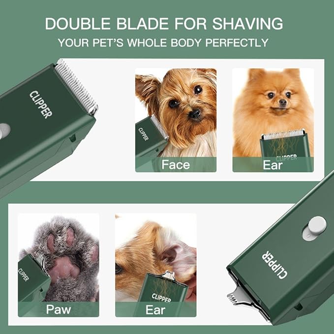 Grimgrow Dog Cat Home Hair Waterproof Clipper Portable Electric USB Rechargeable Pet Grooming Tools Low Noise Shaver Cordless Trimmer for Small and Large Pets