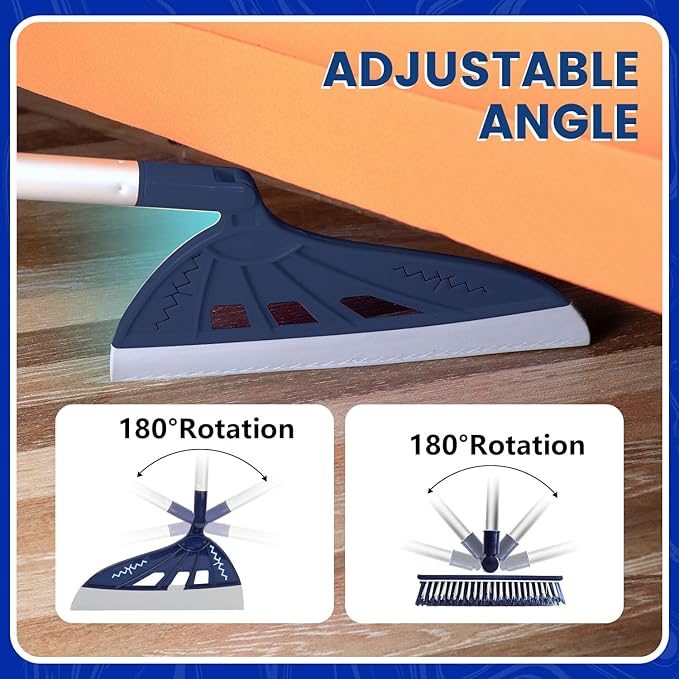 Magic Air Broom, Squeegee Broom for Floor Cleaning, 60’’ Multifunctional Floor Squeegee with Aluminum Adjustable Handle, Magic Broom for Glass, Fine Dust, Pet Hair, Liquids (Ocean Blue)