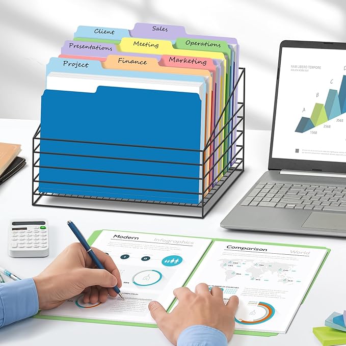 120 Pack Two-Tone Color File Folders, Bulk Letter Size Folders with 6 Assorted Colors, 1/3-Cut Tabs, School Office Supplies