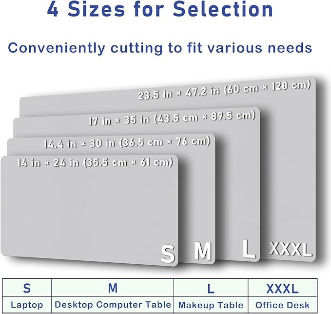 Boutilon Leather Desk Pad Protector,Non-Slip Mouse Pad,Laptop Desk Pad,Office Mouse Mat,Waterproof Leather Desk Blotter,Desk Writing Pad for Office and Home (XXXL-Grey,47"x 24")