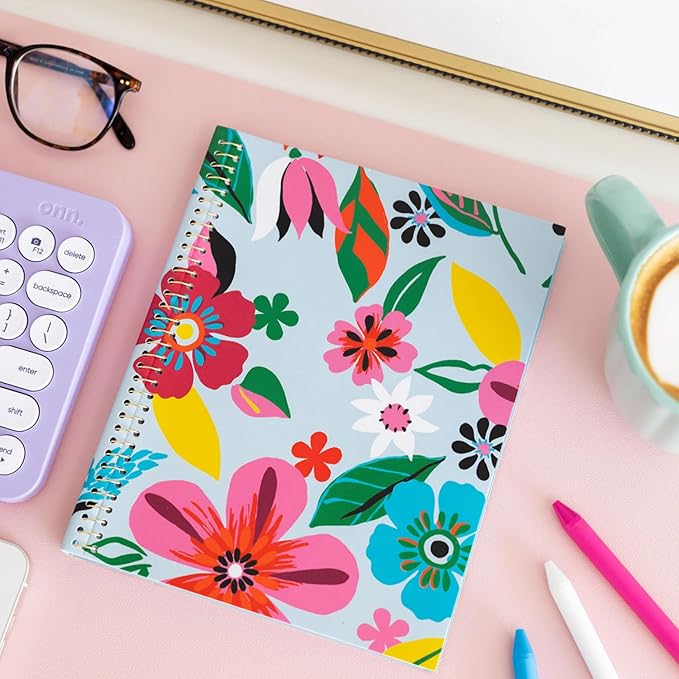 kate spade new york Small Concealed Spiral Notebook, 8.25" x 6.75" Journal Notebook with 112 Lined Pages, Safari Floral