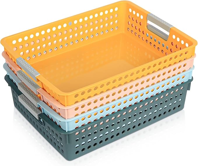 DLUCKY 4Pcs Classroom Organization and Storage Paper Tray Holds 4A,Paper Trays for Classroom Toy,Crayons,Handicrafts Storage,Also for Library, Drawers, Office, Kitchen, Bathroom