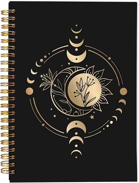 Sun and Moon Notebook, Boho Aesthetic Notebooks, Witchy Journal, Witchy Gifts for Women, Mystical Celestial Spiral Notebook Journal 5.5x8.3