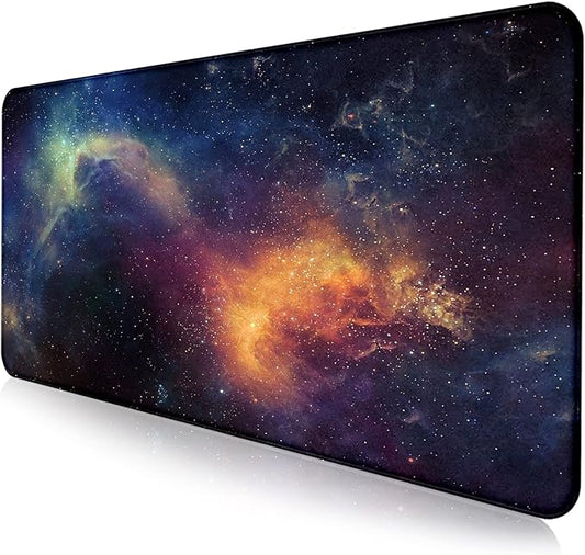 Large Extended Gaming Mouse Pad with Stitched Edges, Non-Slip Waterproof Rubber Base Mouse Pad for Office, Computer, Keyboard, Laptop and Home Desk Pad 35.4 x 15.7 x 0.12 Inch (Starry Sky)