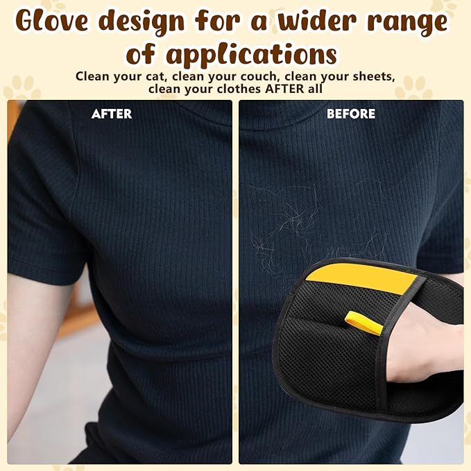 HONGYUNDA 2pcs Pet Hair Removal Glove for Cats & Dogs, 2025 New Upgrade Efficient Grooming Gloves for Pet Hair, Cat Grooming Gloves for Hair Removal, Reusable Pet Hair Remover Glove