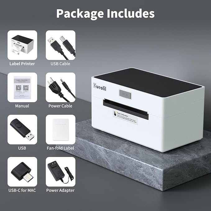 Bluetooth Thermal Label Printer Compatible with Android、iOS、Windows＆Mac,Maximum Support 4×6 Thermal Label Paper,Widely Used for Home＆Small Businesses and Shipping Label
