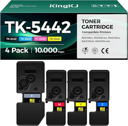 TK-5442 TK5442 Toner Cartridge 4-Pack High Yield Replacement for Kyocera TK-5442K TK-5442C TK-5442M TK-5442Y Compatible with ECOSYS PA2100cx PA2100cwx cdn MA2100cx/ MA2100cfx MA2100cwfx Laser Printers