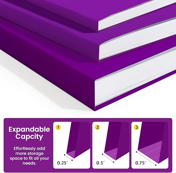 Colored File Folders Letter Size, 60 Pack Purple Folders 1/3 Cut Tabs, Assorted Pastel Color Office School Buiness Folders for Filing Organization, Paper File Folder Bulk Set