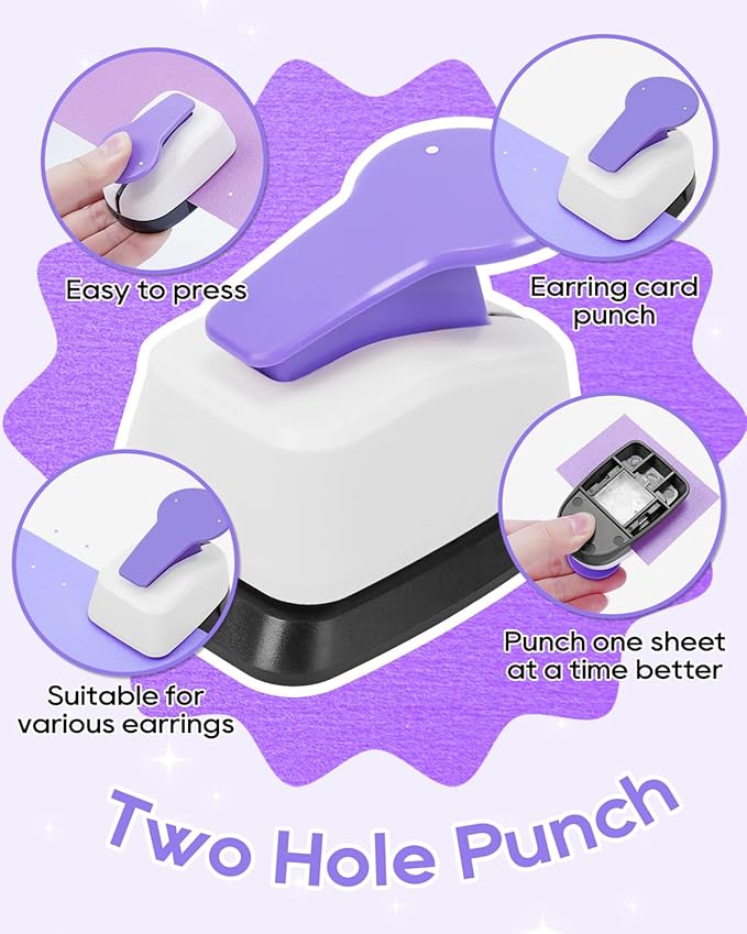 UCEC Double Post Punch Earring Two Hole Puncher for Cards, Earring Cards with Holes for DIY Jewelry Display and Sales