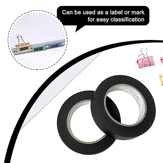 Black Masking Tape, 1 Inch x 55 Yards x 3 Rolls, Black Painters Tape, General Purpose Painting Adhesive Tape for Arts DIY Crafts Labeling