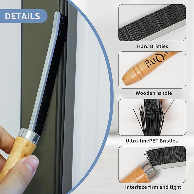 YuvQng 4-piece set Crevice Cleaning Brush - Multifunctional Hard Bristle Cleaning Brush for Bathroom, Kitchen, Car, Window, Faucet, Toilet & Grout - Durable Household Cleaning Tools Essentials (Black)