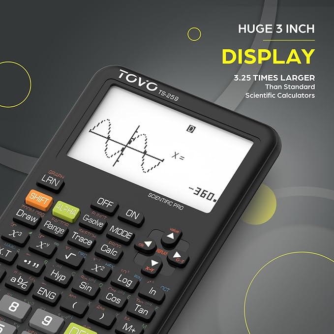 TOVO Scientific Calculator with Graphing Functions, Multiple Modes, 360 Functions, Large Screen, Intuitive Interface for Beginners, High School & Advanced Courses, TS-259 (Developed by CATIGA)