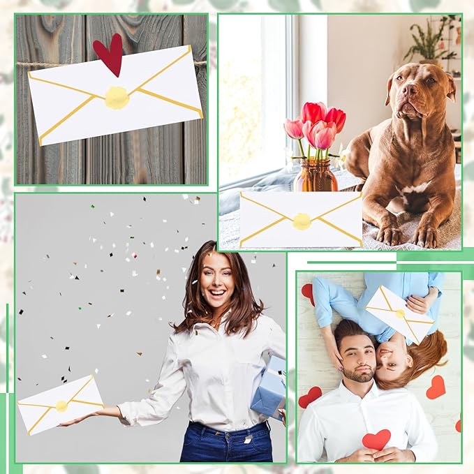 Business Envelopes with Gold Border 30 Pack #10 Envelopes Made of 150gsm Paper, Standard Envelopes with Gold Stickers for Office, Checks, Letter Mailing,9.45 x 4.13 Inches(White)