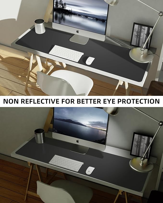 Leather Desk Pad Protector,Mouse Pad,Office Desk Mat, Non-Slip PU Leather Desk Blotter,Large Desk mat,Waterproof Keyboard mat for Office/Home/Decor (Black,48" x 24")