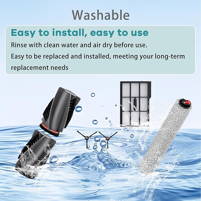 17 Pack Replacement Kits for eufy E25 Omni / E28 Omni Robot Vacuum Cleaner, Accessories Parts with 1 Main Brush, 2 Roller Mop, 6 Side Brushes, 4 Dust Bags, 4 Filters