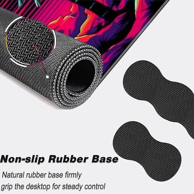 Keyboard Mouse Pad Set,Large Mouse Pad+Keyboard Wrist Rest+Wrist Support+Coaster,31.5x11.8in Extended Desk Mat for Computer Laptop Office Home-Vintage Motorcycle Boy