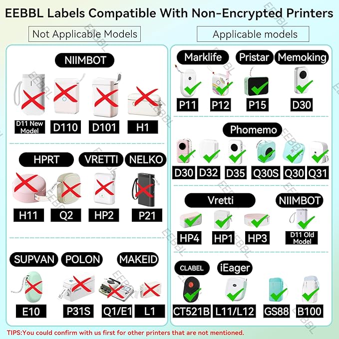 eebbl Label Maker Tape Refill 15mm 0.47 Standard Laminated Thermal Label Tape Replacement 0.59"×1.57"(15×40mm), 1650 Labels/10Rolls/Pack, High Definition Labeling Tape for Home Office School Hotel