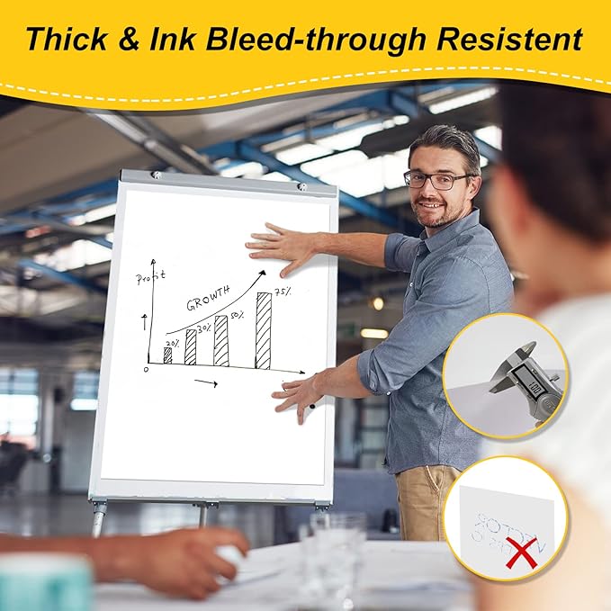 Nortix Easel Pad, Self-Stick Easel Pads, Anchor Chart Paper for Teachers, Strong Adhesive & Bleed-Resistant, 20''x23'' Sticky Notes Chart Paper, 30 Sheets/Pad, 8 Pads