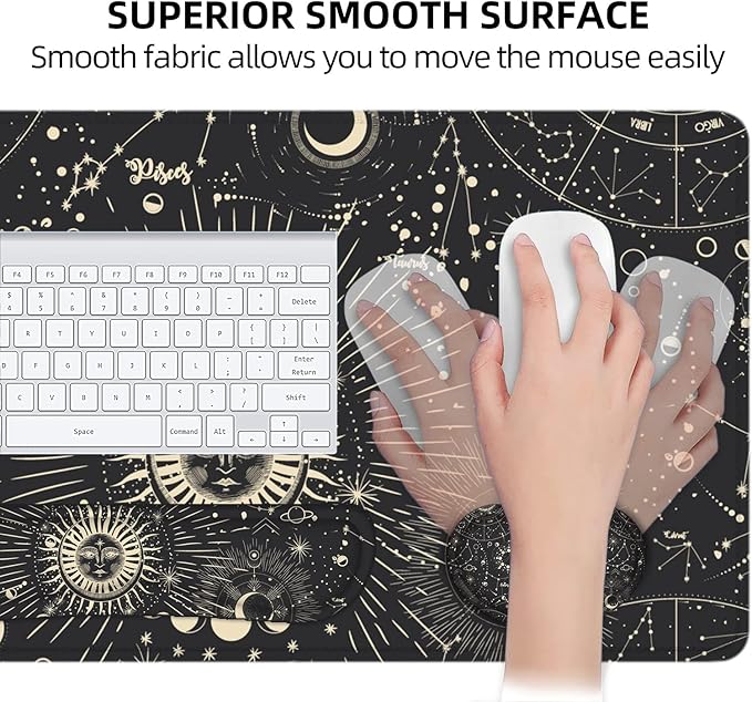 LATEEFAH Desk Mat, Mouse Pad with Wrist Rest, 4-in-1 Large Mouse Pads for Desk, Ergonomic Mouse Pad and Keyboard Wrist Rest Gaming Keyboard Mat for Office, Home