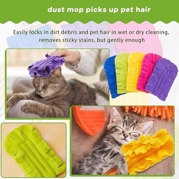 360°Electrostatic Duster Refills — The Sustainable Choice for a Dust-Free Home, Reusable & Washable Microfiber Duster Heads with Strong Electrostatic Adsorption,for Home (1 Handle + 5 Refills)