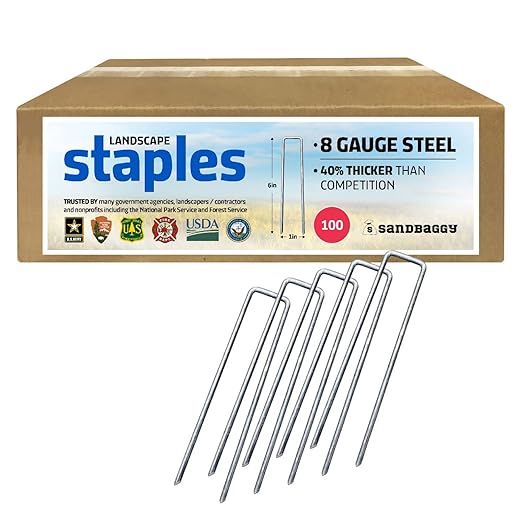 Sandbaggy 6 inch Landscape Sod Staples (8 Gauge Steel) | Great for Hard & Rocky Soil | 40% Thicker Than Standard 11 Gauge | Trusted by Farmers & Contractors Across USA (400 Staples)