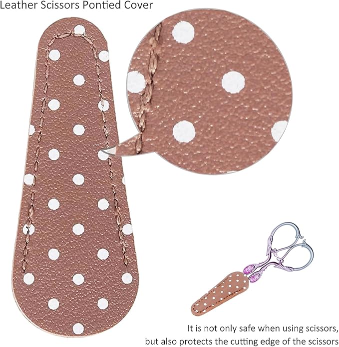 BIHRTC 4.5 Inch Sewing Embroidery Scissors with Artificial Leather Cover Stainless Steel Scissors Shears for Craft Sewing Threading DIY Needlework Manual Sewing Handicraft DIY Tool