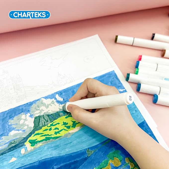 CHARTEKS 80 Colors Art Markers, Dual Tips Drawing Markers Set for Kids & Adults, No Bleed Through Coloring Marker Pens for Sketching, Bullet Journaling, Beginner Artist Supplies (Water-Based)