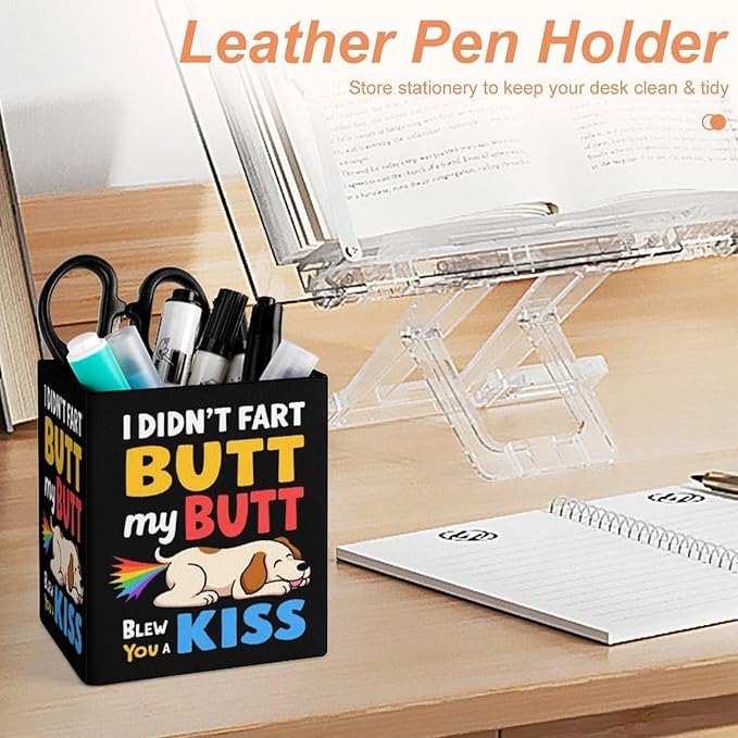 Women's Fashion Pencil Pen Holder Cup, Waterproof Office Supplies, Waterproof Multifunctional Office Supplies I Didn't Fart My Butt Funny Dog
