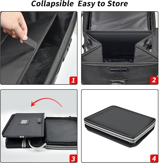 5200°F Upgraded Fireproof Document Box & Fireproof Expanding File Folder, 2 Layer File Cabinet Organizer with lock,Collapsible Water Resistant Storage for Hanging Letter/Legal Folder Home Office-60L