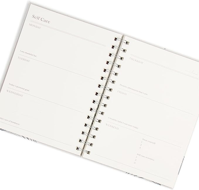 U Brands Coastal Comfort Wellness Spiral Journal, Silver Hardware, 6” x 8”