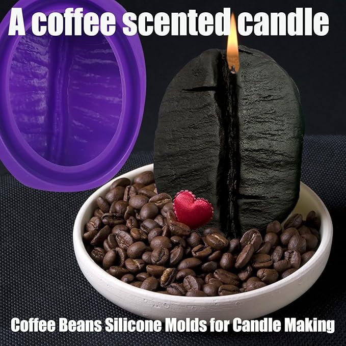 2 Pack Premium Silicone Soap Making Molds, Coffee Bean Silicone Molds for DIY Crafts Soap Candle (New)
