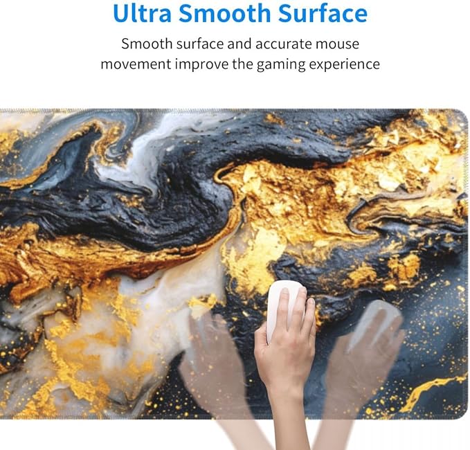 Marble Mouse pad,Office Desk Mat 31.5"×11.8" Large Gaming Mouse Pad,Durable Extended Computer Mouse Pad,Waterproof Thick Big Mouse Pads with Non-Slip Rubber Base Office Home Black Gold Marble