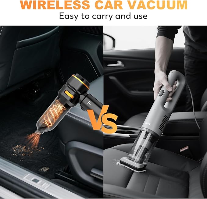 KedeeSparkle Handheld Car Vacuum Cleaner, 4-in-1 Cordless Vacuum Cleaner, 22000 PA High Power Portable Car Vacuum with Brushless Motor, for Home, Office, Camping (Black Golden)