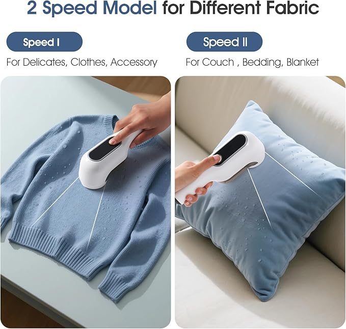 OKAKA Rechargeable Electric Fabric Shaver Lint Remover with LED Display, Sweater Shaver 2- Speed to Remove Fuzz and Pill for Clothes, Furniture, Couch and Blanket(White)