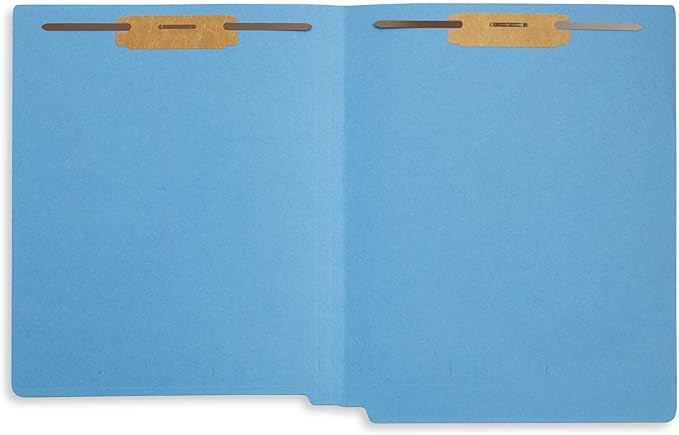50 Blue End Tab Fastener File Folders - Reinforced Straight Cut Tab - Durable 2 Prongs Designed to Organize Standard Medical Files, Receipts, Office Reports - Letter Size, Blue, 50 Pack