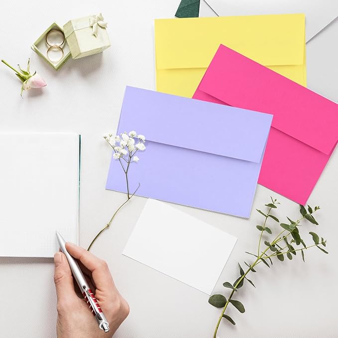 50 Pack 5x7 Envelopes for Invitations,5.25x7.25 inches,A7 Envelope Multicolor Self Seal,Printable Envelopes for Wedding,Invitation,Baby Shower,5x7 Cards