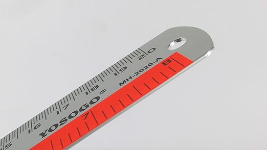 8 Inch / 20 cm Assorted Color Aluminum Ruler in Inch and CM Scale with Hanging Hole | Pack of 6