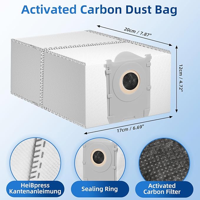 10 Pack Dust Bags Replacement for ECOVACS DEEBOT X8 PRO OMNI /X9 PRO OMNI /T50 Pro OMNI /T50 MAX PRO OMNI /T80 OMNI Vacuum Robot Station,4L Activated Carbon Bags Replacement Vacuum Station Accessories