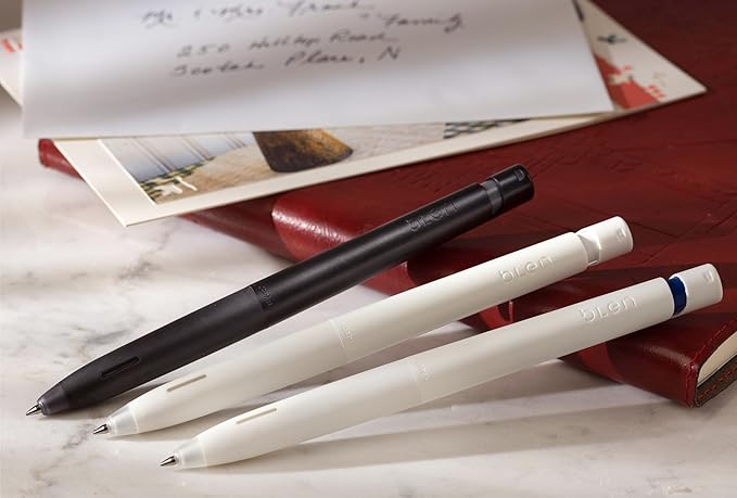 Zebra Pen bLen Gel Pens 0.7mm Medium Point Blue Ink 2-Pack, Smooth Fast-Drying Ink, Vibration-Free Writing Experience, Rubber Grip, Low-Profile Clip (41422)