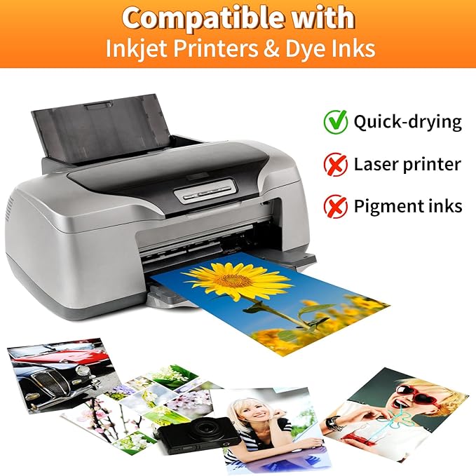 5x7 Glossy Photo Paper, 160 Sheets Picture Paper for Inkjet Printer, 180gsm/48lb