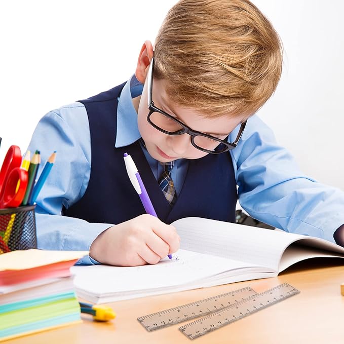 32 Pack 6 Inch Mini Rulers Bulk Plastic Small Rulers with Inches and Centimeters, Drafting Measuring Tool Set for Classroom Kids Student School Office Supplies(6 Inch,Clear)