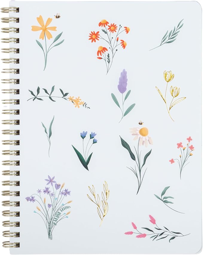 Happy Hoos® Aesthetic Spiral Notebook - 6.25" x 8.25" College Ruled Journal Notebook - Hard Cover Writing Journal for Work, School, Travel, More - Floral Notebook 8 Seasonal Designs(Spring Bloom)
