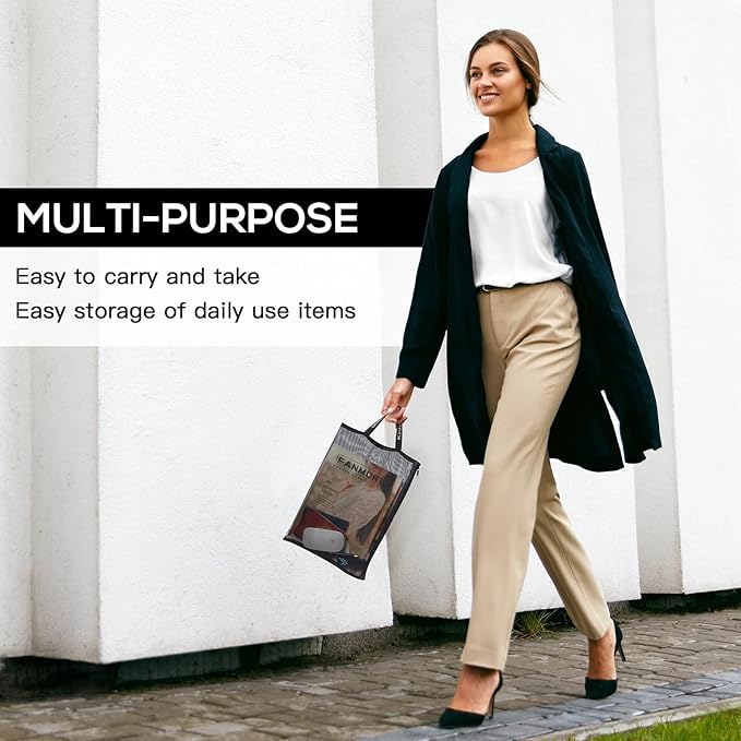 Mesh Zipper Pouch, Lightweight Nylon File Folders, A4 Document Organizer Clearly Visible Mesh Zip Bag, Suitable for School Office Travel Supplies (Single-Layer Mesh)