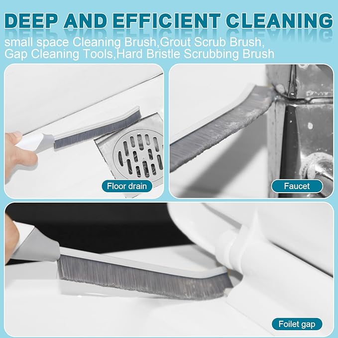 Thin Cleaning Brush Set - Gap Cleaning Tools, Multi-Purpose Hard Bristle Grout Scrub Brushes & Grout Cleaner Brush for Deep Scrubbing in Kitchen, Bathroom, Toilet, Sink Gap