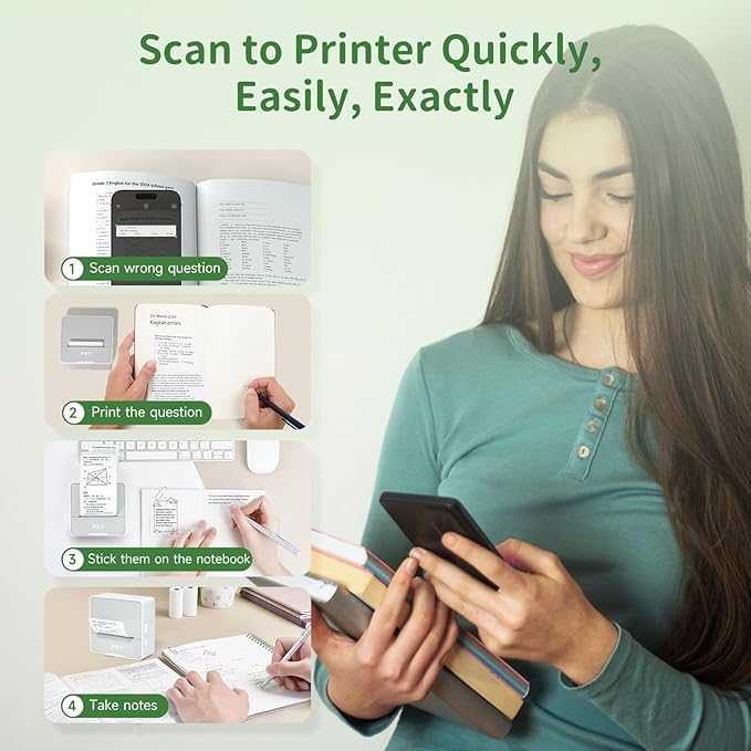 PRT S2 Mini Desktop Label Printer Portable Thermal Printer Sticker Maker Bluetooth Connection Mini Label Maker with 1 Roll of Stickers for Printing Study Notes Small Printer for Home Use
